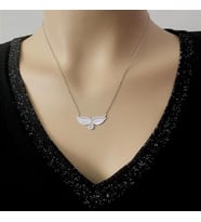 Rodium Kaplama Kanat Gümüş Kolye (Karışık)