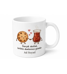 Kurabiye ve Çay İkilisi Ayrılmaz Dostlar Sevimli Kupa Bardak Hediye