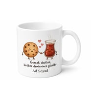 Kurabiye ve Çay İkilisi Ayrılmaz Dostlar Sevimli Kupa Bardak Hediye