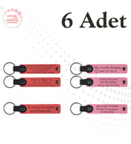 Nar Çiçeği & Pembe, 6’lı Set, İsim Yazılabilen Deri Anahtarlık, Doğum Günü Partilerine Anlamlı Anı
