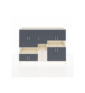 Hyperion Dolap 13 Raflı 3 Çekmeceli 9 Kapaklı 220x44x163 Aytaşı-Antrasit/Aytaşı