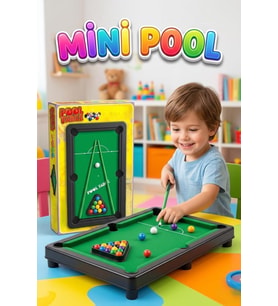 Mini Pool Bilardo Seti - 30 CM Bilardo Masası Seti Eğitici ve Eğlenceli Taşınabilir Masaüstü Oyunu