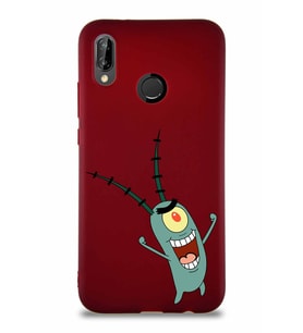 Huawei P20 Lite Soft Premier Kapak Plankton Tasarımlı Silikon Kılıf - Mürdüm (Şeffaf)