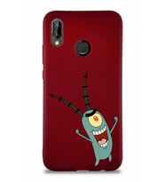 Huawei P20 Lite Soft Premier Kapak Plankton Tasarımlı Silikon Kılıf - Mürdüm (Şeffaf)