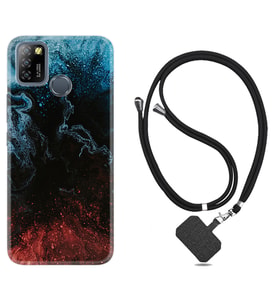 INFINIX Smart 4 5 6 Zero 8 S5 Pro Kılıf Boyun Askılı Silikon Red Blue Black Abstact 1386