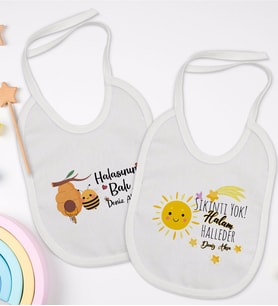 BK Kids Kişiye Özel Hala Tasarımlı 2’li Beyaz Mama Önlüğü-1