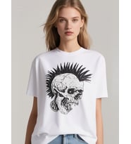 PUNK OVERSİZE UNİSEX T-SHİRT (Beyaz)