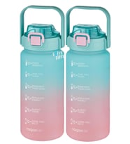 Vagonlife 2'li Ekonomik Motivasyon Matara Seti 1500 ml Büyük Boy 4 Farklı Renk Seçeneği FiftyFifty (Pembe-Pembe)