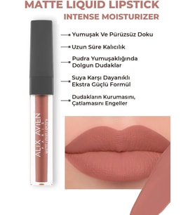 Uzun Süre Kalıcı Kadifemsi Kuruma Yapmayan Mat Likit Ruj - Matte Liquid Lipstick 502 Peachy Nude