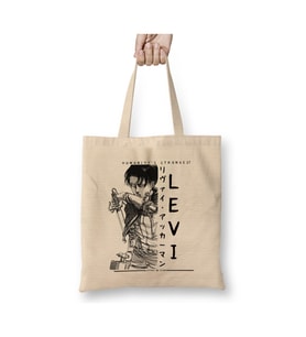 Levi Attack On Titan Shingeki No Kyojin Beyaz Bez Çanta Uzun Saplı Alışveriş Çantası Plaj Çantası