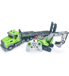 Uzaktan Kumandalı Şarjlı İş Makinası Taşıyan Tır İkili Kontrol Edilebilir RC Set