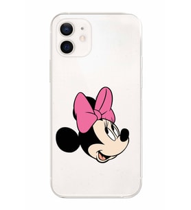 Apple iPhone 12 Mini Uyumlu Kamera Korumalı Tıpalı Kapak Minnie Mouse TasarımlıŞeffaf Kılıf