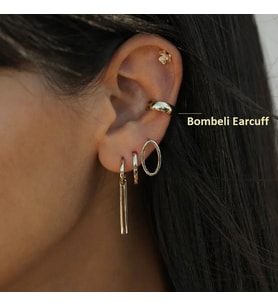 Heppii Gold Bombeli Düz Earcuff Sıkıştırma Kıkırdak Küpe (Çok Renkli)