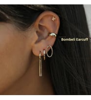 Heppii Gold Bombeli Düz Earcuff Sıkıştırma Kıkırdak Küpe (Çok Renkli)
