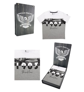 Beşiktaş Orijinal Çocuk T-Shirt Hediyelik Ahşap Kutulu (Beyaz-Gri)