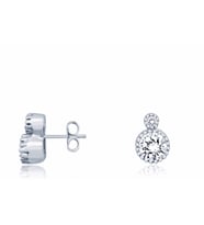 Diamond Line-Gülaylar Beyaz Altın 14 Ayar Tektaş Küpe