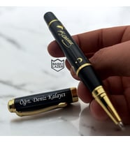 Kişiye Özel Lüks Atatürk İmza Temalı Metal Roller İmza Kalemi - Siyah Mürekkepli