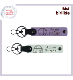 Hayatını Yolda Kurmuşlara Özel Armağan , Karavanlı Kişisel Deri Anahtarlık, Mor Menekşe-Beyaz