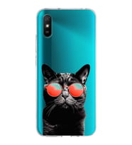PrintiFy Xiaomi Redmi 9A ile Uyumlu 1mm Slim Fit Kedi 3 050d Baskılı Şeffaf  Kılıf