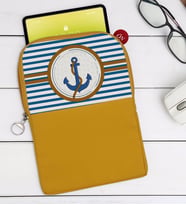 BK Gift Çapa Tasarımlı Taşınabilir Koruyucu Tablet Kılıfı & Organizer Çanta - Sarı-1