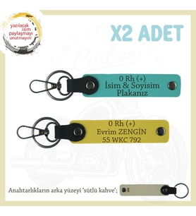 Hız Severlere Özel İsim Plaka ve 0 Rh (+) Kan Grubu Yazılı x2 Anahtarlık Hediye, K Turkuaz-Sarı-SK (Çok Renkli)