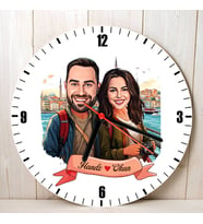 Sevgiliye Hediye Kişiye Özel Kadim İstanbul ve Aşkımız Karikatürlü Duvar Saati