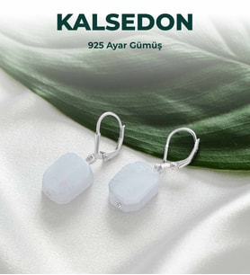 Luxtone Sertifikalı Kalsedon 925 Ayar Gümüş Küpe Kadın Takı LX1740KP