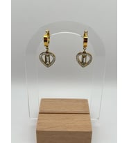 Arnes Jewelry Çelik Sallantılı Zirkon Taşlı Kalpli Küpe