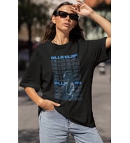Tasarım Billie Eilish Baskılı Unisex Oversize Şarkıcı Tişört