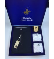 Polo Club Erkek Damat Uzun Kol Pijama Takım Atlet Boxer Çorap Kutulu Set (Lacivert)