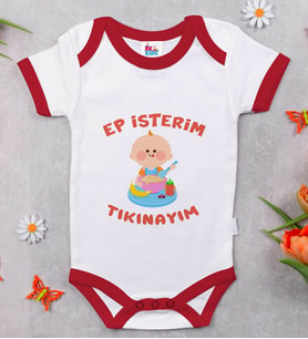 BK Kids Ep İsterim Tasarımlı Kırmızı Bebek Body Zıbın-5