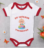 BK Kids Ep İsterim Tasarımlı Kırmızı Bebek Body Zıbın-5
