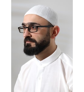Baba Günü Hediyesi - Beyaz Safir Dantel Detaylı Örme Namaz Takkesi