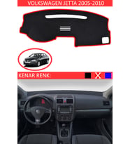 Volkswagen Jetta 2005-2010 İçin Uygun Torpido Koruma Halısı Siyah Kenar Renk Kırmızı