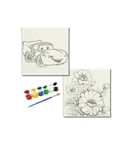 Okul Etkinliği-2'li Tuval Boyama Seti. 20x20 Cm Uv Baskı 6 Akrilik Boya 1 Fırça-model-318