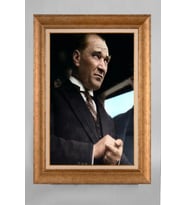 Altın Varaklı Paspartulu Çerçeveli Atatürk Tablo nt1042