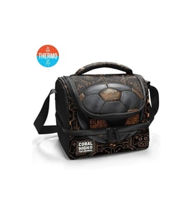 CORAL HIGH 37208 KIDS SİYAH FUTBOL DESENLİ THERMO İKİ KATLI BESLENME ÇANTASI