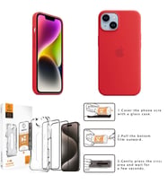 Iphone 14 Silicone Magsafe Red + URUCHI 14/13 Pro/13 (6.1'') [2'li Paket] Hizalama Aparatı