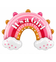 Its A Girl Pembe Gökkuşağı Folyo Balon