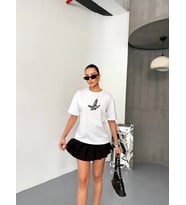 Kısa Kol Baskılı T-shirt - Beyaz