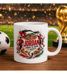 BK Gift Ürdün Taraftar Temalı 2026 Dünya Kupası Tasarımlı Beyaz Kupa Bardak