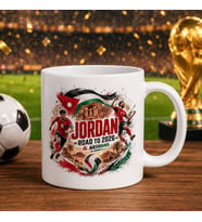 BK Gift Ürdün Taraftar Temalı 2026 Dünya Kupası Tasarımlı Beyaz Kupa Bardak