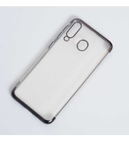 Galaxy M30 Kılıf İnce Köşeleri Renkli Şeffaf Silikon (Siyah)