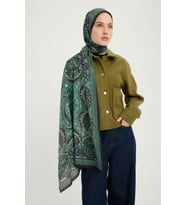 Schaless Ebedi Saraylar - Vizon - Vierra Desenli Viskon Şal - 70x190 Cm (Zümrüt Yeşili)