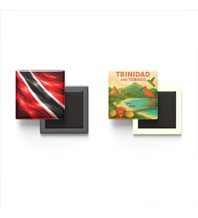 Buzdolap Magnetleri - Trinidad ve Tobago Bayrağı ve Paper Cut Tema - 2'li Set Magneti