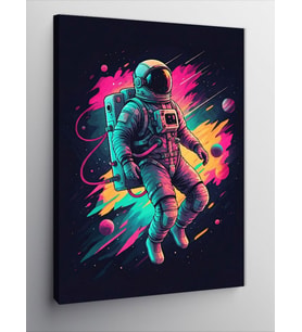 Kanvas Tablo Neon Astronot