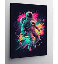 Kanvas Tablo Neon Astronot