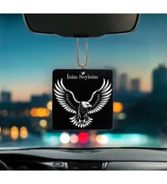 Kartal Desenli Kişiye Özel İsimli Pleksi Dikiz Ayna Süsü PLD-67 (Siyah)