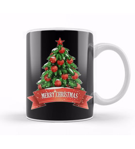 Yılbaşı Yeni Yıl Konseptli Merry Christmas Tree 02 Kupa Bardak Porselen