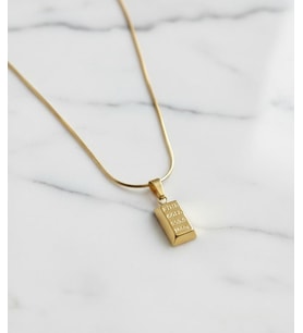 Altın Kaplama Paslanmaz Çelik Külçe Tasarımlı Minimalist Kolye Modern ve Şık (Gold)